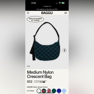 Baggu medium crescent crossbody navy check  NWOT